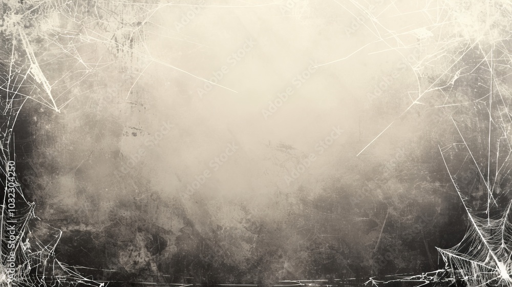 Aufkleber a textured, faded background with spiderwebs, ideal for creating a spooky atmosphere.