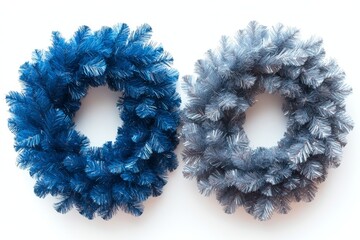 Decorations with silver color tinsel. White isolated on a white background