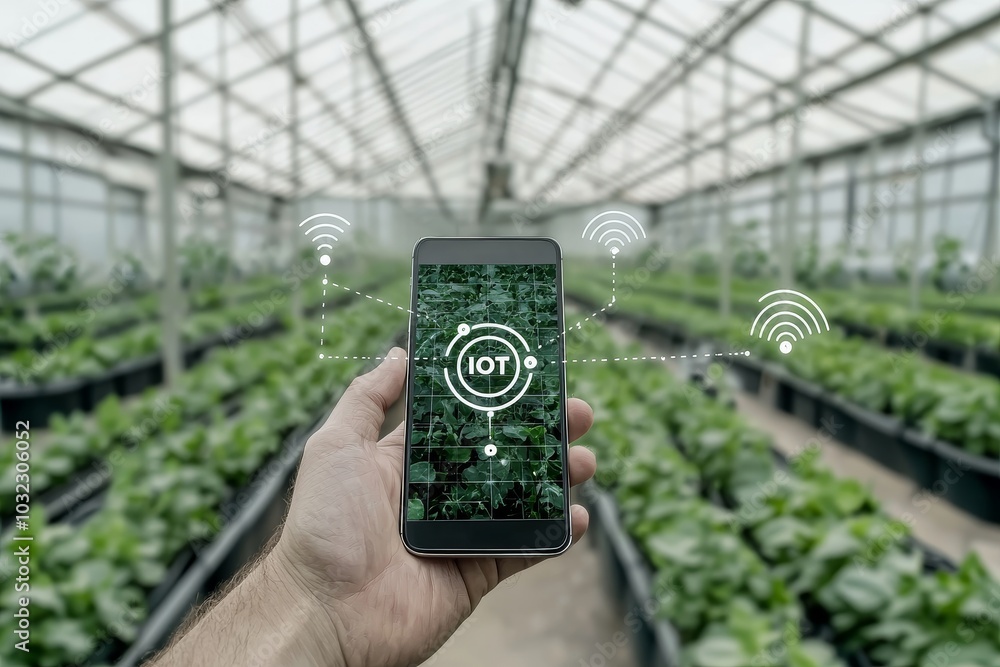 Aufkleber Concept for smart farming agriculture using IoT, AR, and smart devices