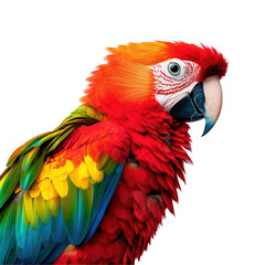 Fototapeta premium Colorful parrot with vibrant feathers, white background. transparent background