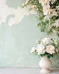 Elegant floral arrangement against a textured pastel backdrop
