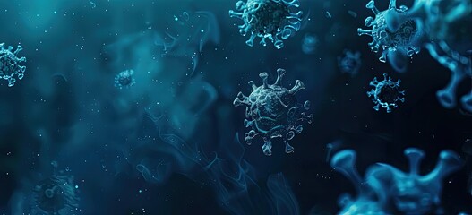 Computer generated virus image in water with underwater themes keywords