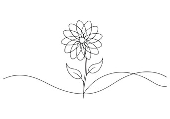Minimalist Continuous Line Drawing of a Blooming Flower – Elegant Vector Design