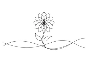 Minimalist Continuous Line Drawing of a Blooming Flower – Elegant Vector Design