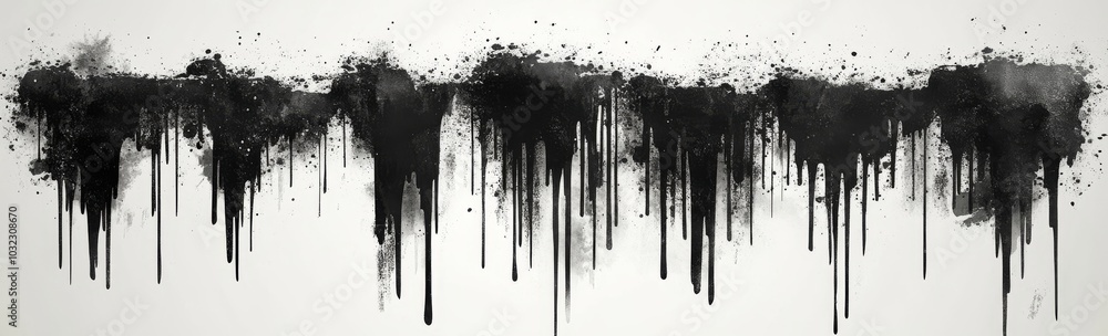Poster the text in black with splashes and a frame. visuals of dirty artistic design elements, boxes, frame