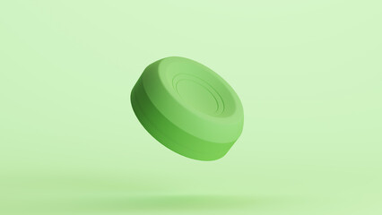 Green bionic capsule disk shapes bearing housing technology design element neutral monochrome soft tones mint green background 3d illustration render