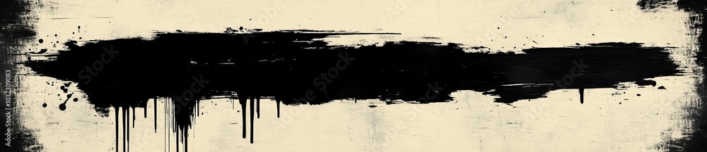 Poster isolated black brush stroke with ink splashes. ink splashes on dirty box and ink background. splatte