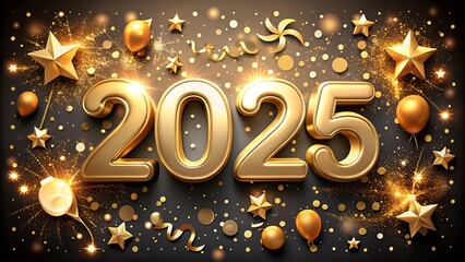 A celebratory 2025 number background with artistic design elements and vibrant colors, perfect for New Year celebrations and digital designs