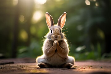  a rabbit doing yoga