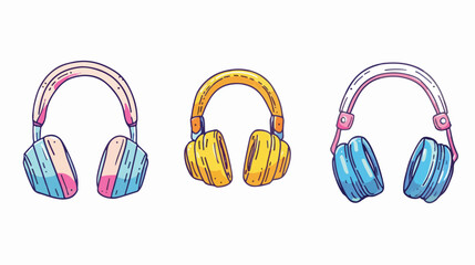 Hand-drawn Kids Headphones Icon Vector Illustration