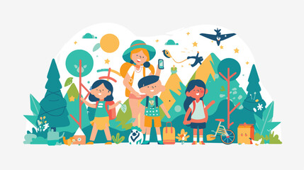 Kids Summer Camp Geometrical Design Concept for Children's Activities Brochure