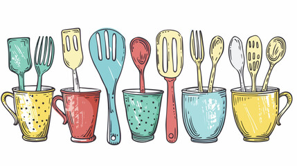 Kitchen Spatulas in Cup Vector Illustration