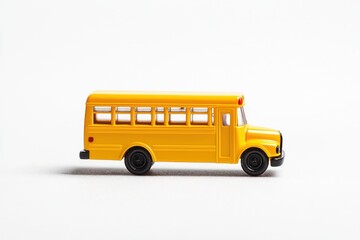Yellow toy school bus isolated on a white background Generative AI