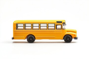 Yellow toy school bus isolated on a white background Generative AI