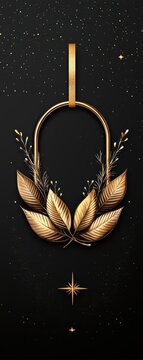 Elegant golden leaf design on a black background, ideal for decorative and artistic purposes.