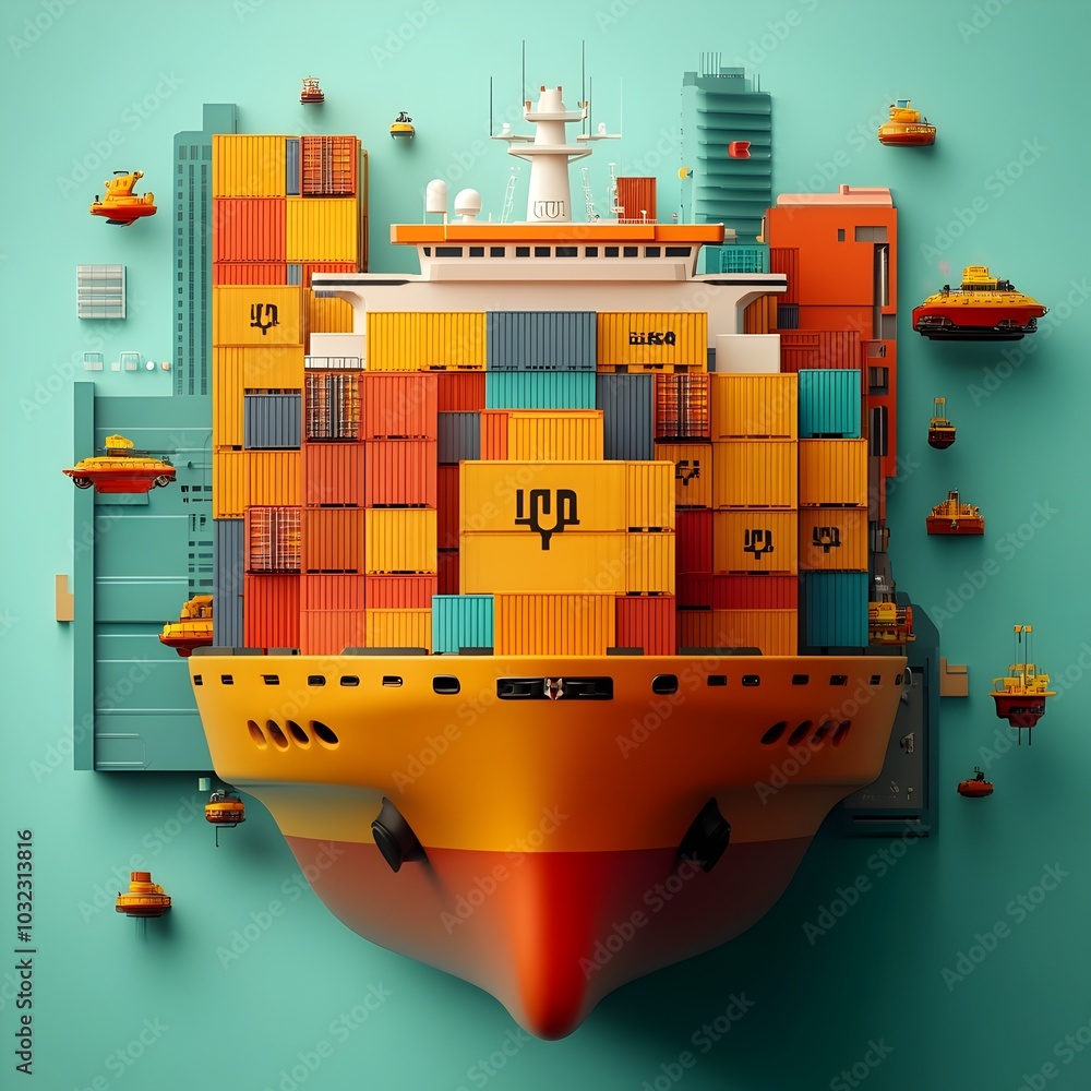Aufkleber sleek aerodynamic futuristic cargo vessels with state of the art robotic loading systems drive the n