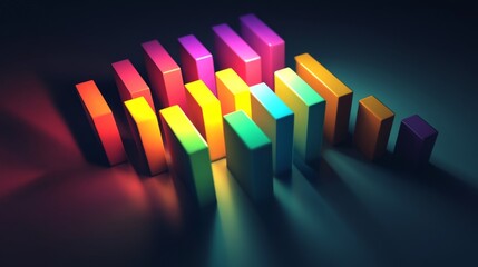 Obraz premium Colorful 3D Bars with Shadows and Highlights