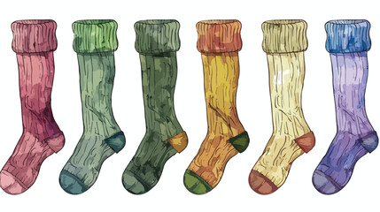 Handdrawn Vector Illustration of Knitted Sock Clothes