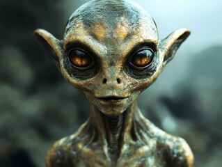 Obraz premium alien , isolated on white background, , free space text, copy space, copy space for text,