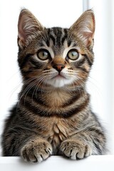 Beautiful cat isolated on a white , isolated on white background,  , free space text, copy space, copy space for text,