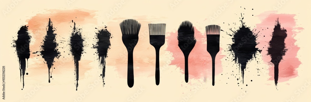 Poster abstract dirty blob, messy shape drawing collection isolated on white. ink splatter print element. m