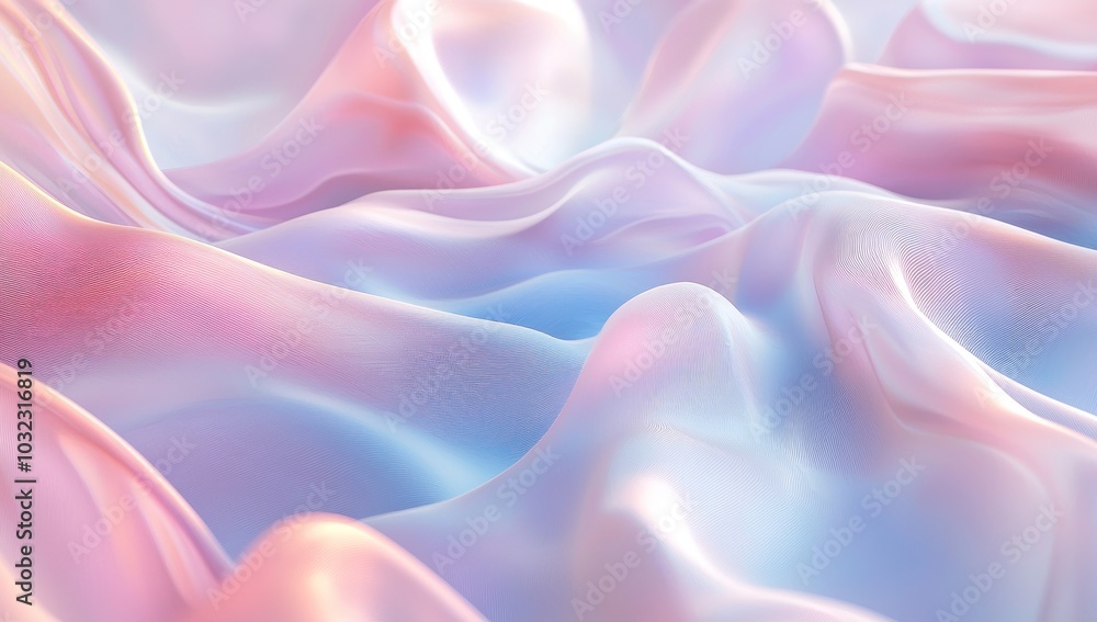 Wall mural abstract pastel fabric waves in soft pink and blue hues generative ai