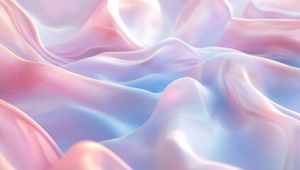 Obraz premium Abstract pastel fabric waves in soft pink and blue hues Generative AI