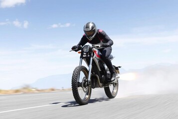 Obraz premium Rocket Propelled Bike Features small rocket engines for propulsi