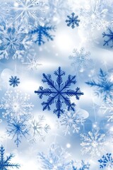 Soft blue-themed snowflake pattern on light blue background, winter theme, delicate and festive.