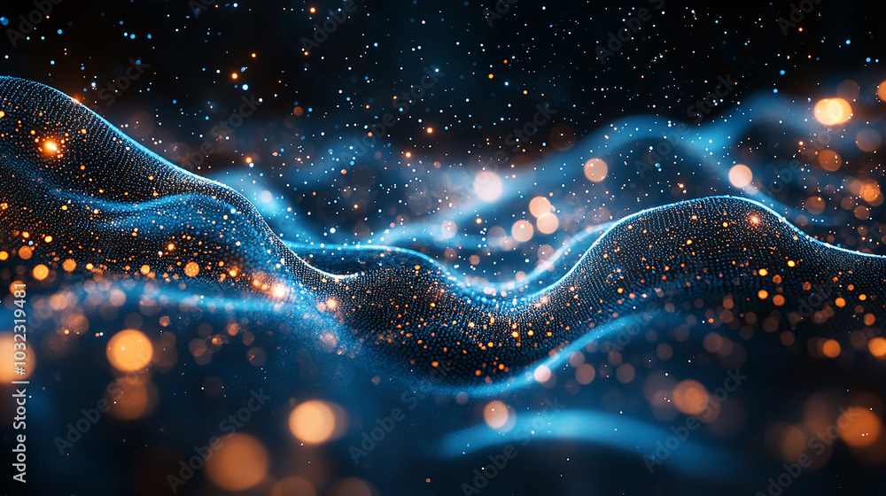 Poster abstract digital data background. panoramic high speed technology concept, light abstract background