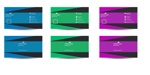 Creative business card layout design with blue,green and purple color ,simple design 