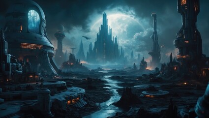 Fototapeta premium Apocalypse of the universe, alien wars, game art