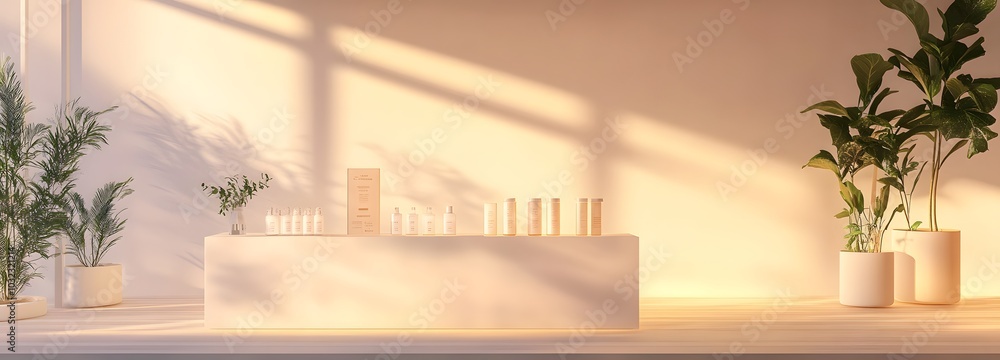 Poster 85. a simple display stand in a well-lit space, ready for showcasing a product