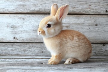 Obraz premium Lovely bunny easter rabbit on wooden background. beautiful lovely pets. , isolated on white background, , free space text, copy space, copy space for text,