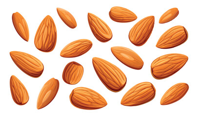 Obraz premium Many almond nuts falling through the air