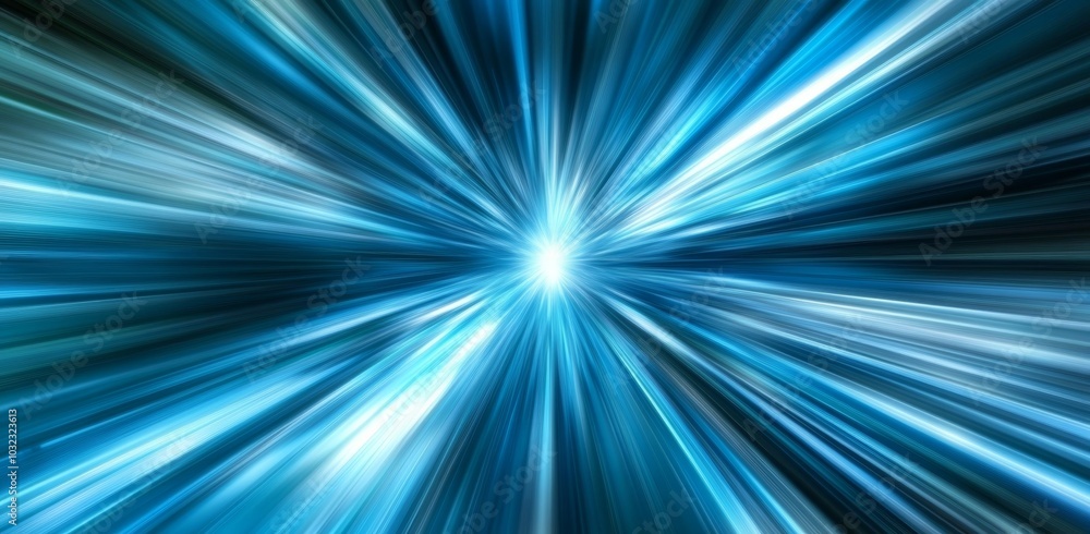 Poster this is a rendered image depicting light ray beam speed line movement abstract blue technology backg