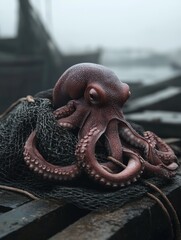 Obraz premium Ocean fashion designed by ocean pollution. the octopus