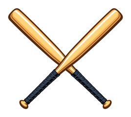 classic crossed wood twin baseball softball bats with grips vector transparent background