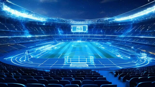 Digital football stadium at night 