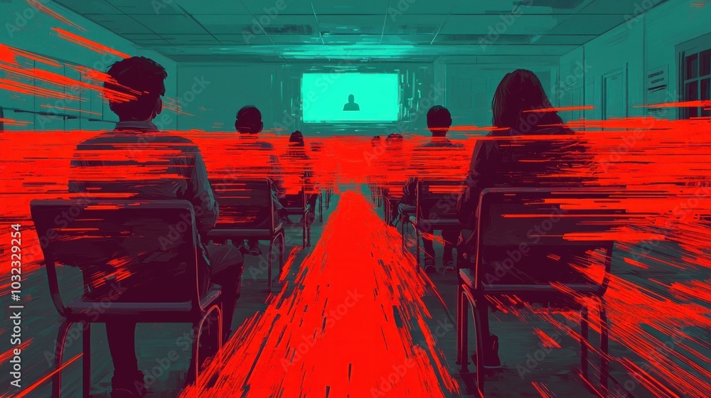 Poster dynamic presentation environment engaging audience with visual stimuli in a modern learning space