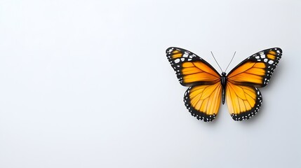 Obraz premium Spooky Monarch Butterfly Watercolor Painting with Detailed Orange and Black Patterns Isolated on a Light Background for Festive Designs and Autumn Decor