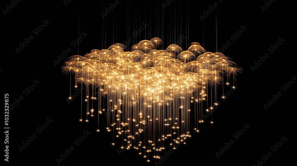 Poster elegant chandelier with shimmering lights in dark setting