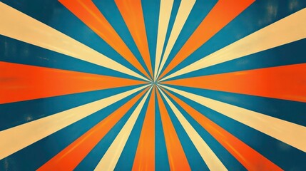 Fototapeta premium Retro Vintage Sunburst Pattern with Red, Blue, and Yellow Stripes.