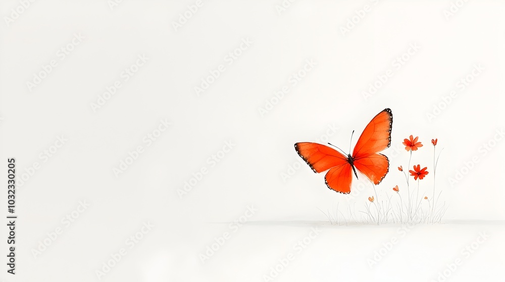 Poster elegant monarch butterfly in watercolor with a hint of halloween atmosphere the glowing orange wings