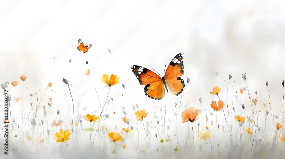 Aufkleber enchanting watercolor of a monarch butterfly with rich autumn tones and whimsical halloween elements