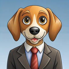 Adorable Cartoon Puppy in Suit and Tie