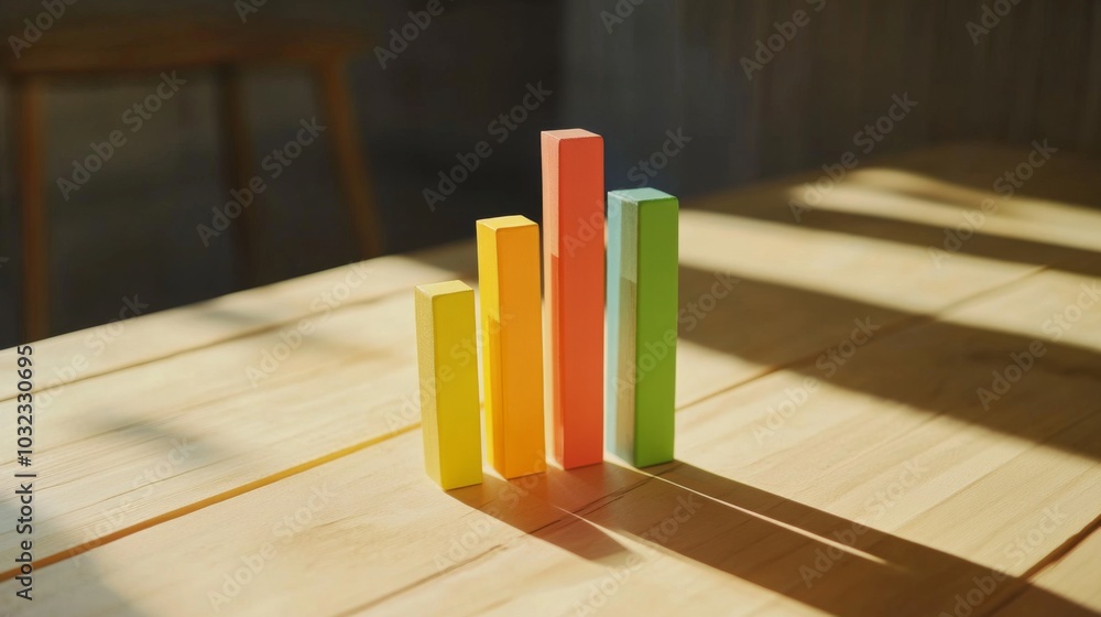 Poster colorful blocks creating a bar graph in natural light