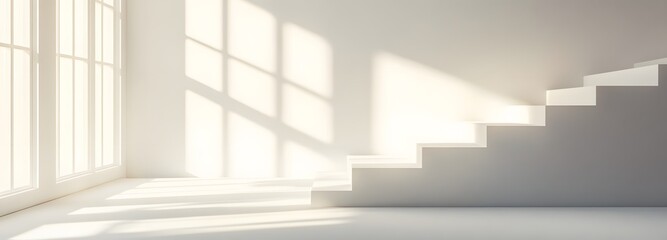 Fototapeta premium 75. A bright gallery space with soft shadows, perfect for product display