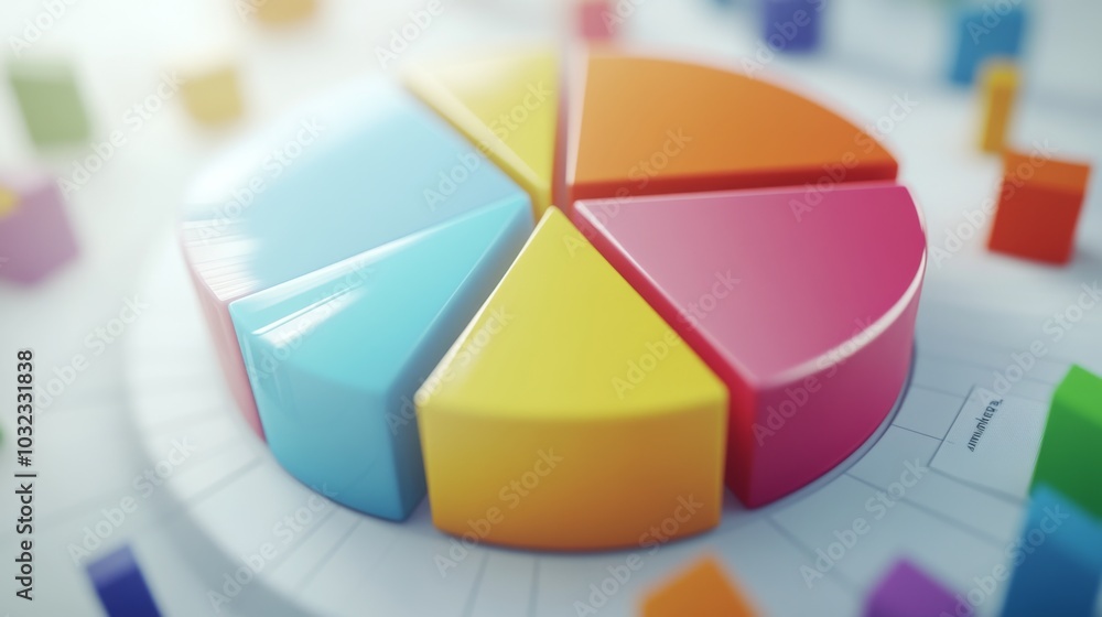Aufkleber Colorful Pie Chart with 3D Effect for Data Visualization