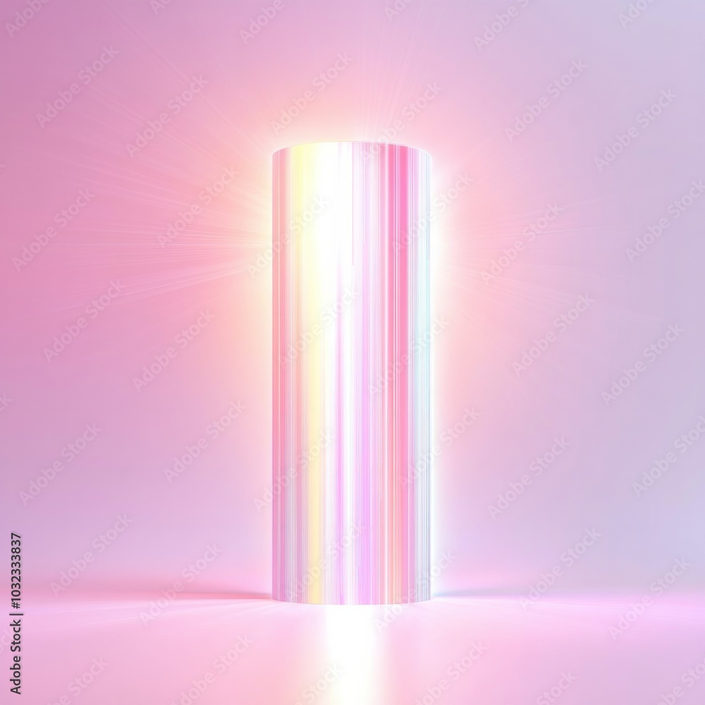 Poster ethereal light cylinder a fusion of modern design and ambient illumination in a minimalist space env